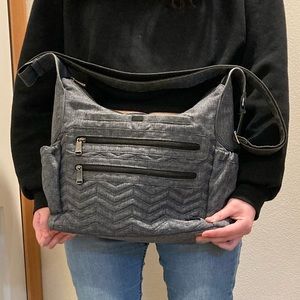 Heather Gray Lug Camper Quilted Nylon Crossbody Bag
